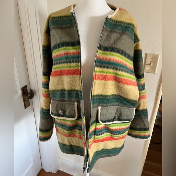 Mulberry Street Fleece Jacket Women’s S Striped Multicolor Zip Nordic Sweatshirt - Picture 3 of 12